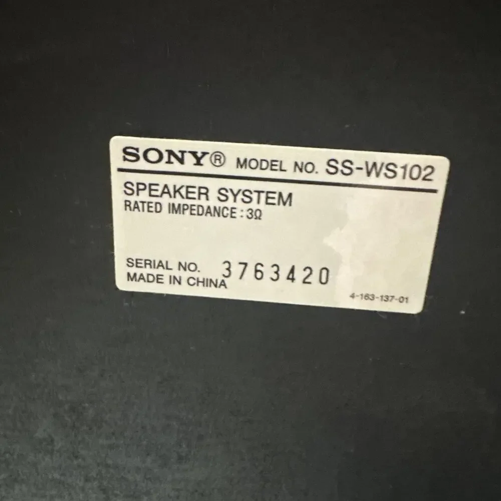 Sony SS-WS102 Subwoofer & SS-CT101 Center Channel Speakers 3 Ohm Tested